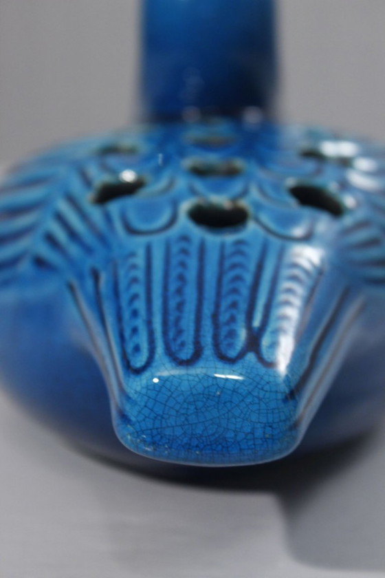 Image 1 of Pol Chambost Paris blue cracked flower spade forming a duck France 20th century