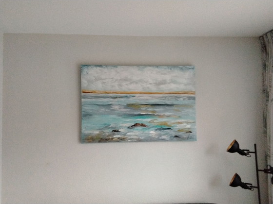 Quadro moderno: spiaggia, mare, Decorazioni murali, Tela, Beige (foto 5 di 5)