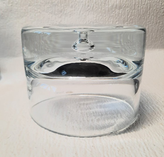 Image 1 of (W022) Set van 2 Vintage Krosno Bonny Bonbonnières Mondgeblazen Kristalglas met Deksel en Luchtbel - Groot + Klein