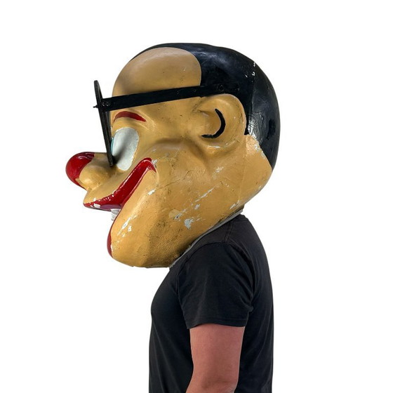 Image 1 of Testa da clown da carnevale vintage – grande decorazione in fibra di vetro per sfilate