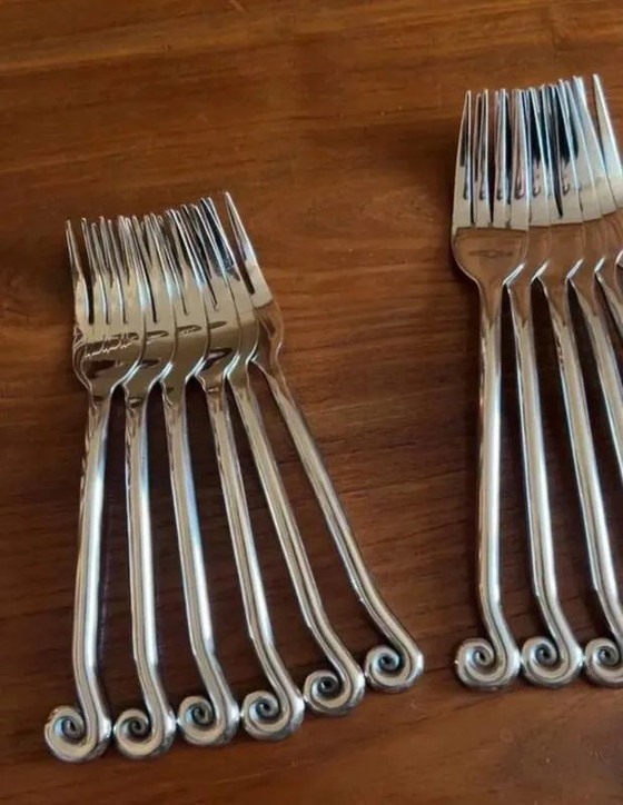 30-piece stainless steel cutlery set - spiral shape, swirls – Design (photo 3 of 6)