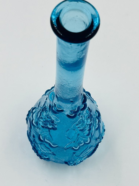 Large vintage blue glass bottle from Empoli – Glass & Decanter (photo 10 of 12)