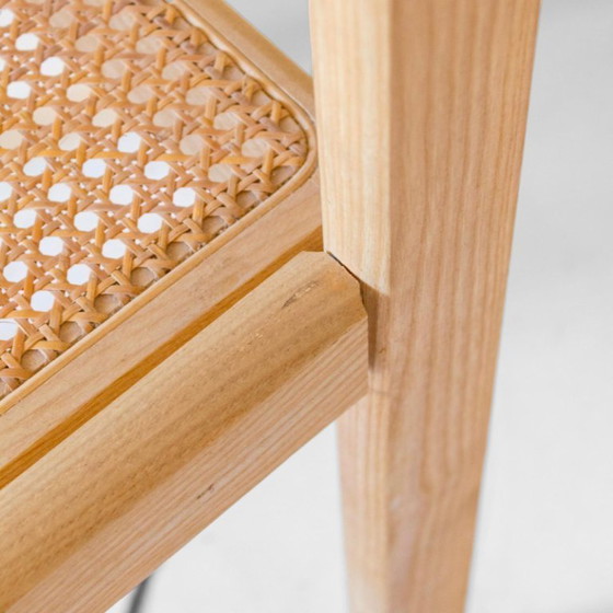 Image 1 of 4x Satz italienische Eichenstühle mit Wiener Strohsitzen, 1970er Jahre