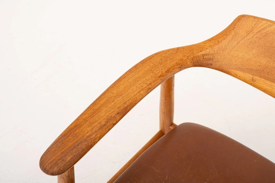 Vintage fauteuil van Høng Stolefabrik, jaren 60 – Bureaustoelen, Leather, Wood, Scandinavian (photo 5 of 10)