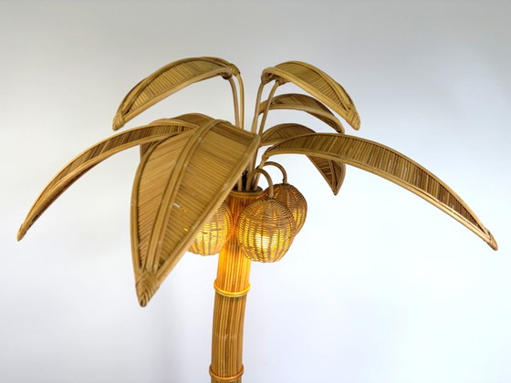 Lampada da terra vintage a palma, anni '70 - di Mario Lopez Torres, Lampade da terra, Rattan, Beige (foto 12 di 12)