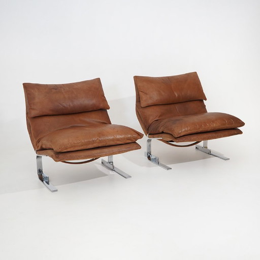 Een paar “Onda” fauteuils van Giovanni Offredi voor Saporiti, jaren 70.