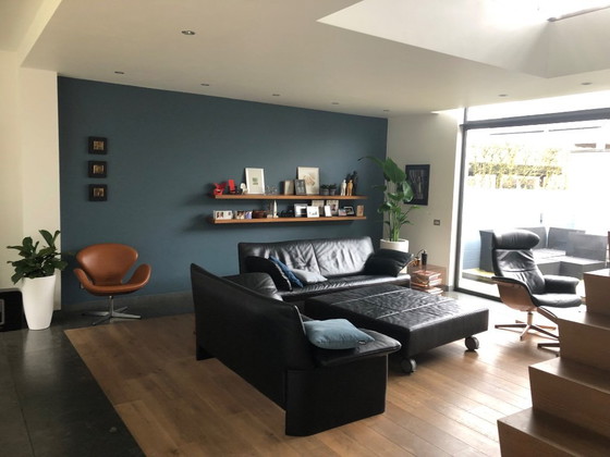 Image 1 of 2 black leather seats brand Jori, Linea JR-8700 and Ottoman