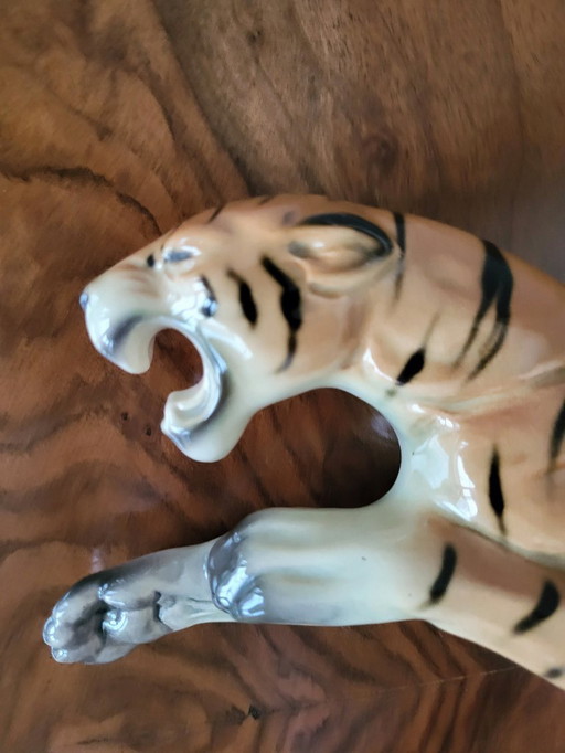 Tijger beeld wandecoratie keramiek, Cortendorf ceramic, Julius Griesbach S., West Germany, jaren 60