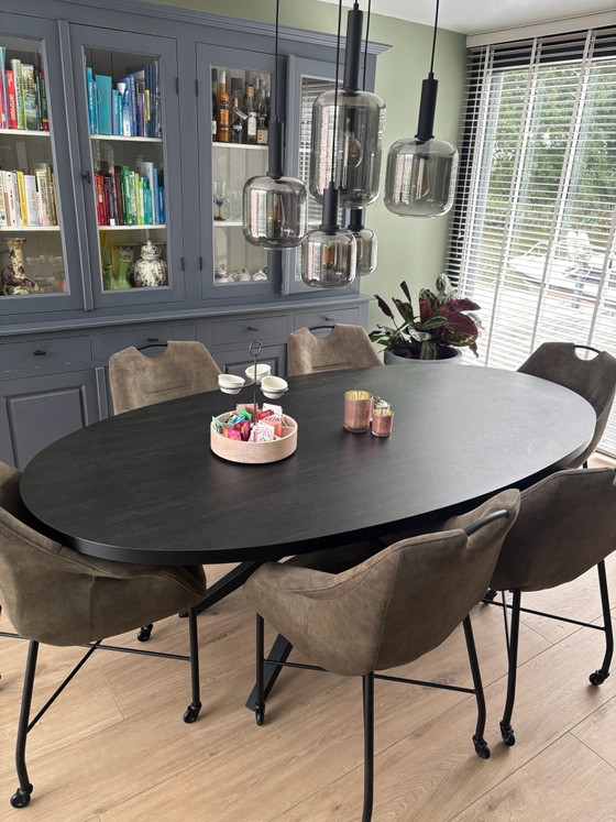 Oval table with 6 chairs – Dining set, Metal, Wood (photo 5 of 6)