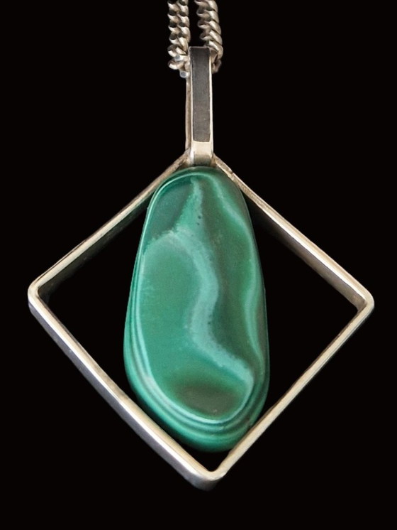 Silver design pendant with malachite and silver necklace – 925, Decorative Objects (photo 2 of 9)