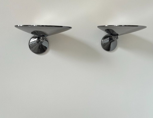 Coppia di applique vintage, metallo cromato, Italia 1970