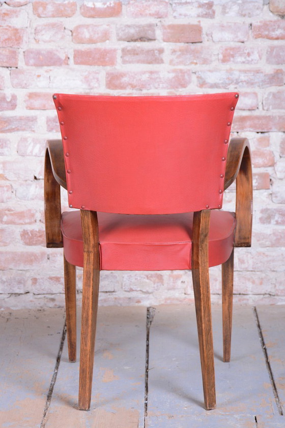 Restored Art Deco Armchair, by Jules Leleu, Beech, Revived Polish, France, 1930s – Wood, Skai (photo 11 of 14)