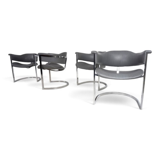 Set van 4 eetkamerstoelen van Vittorio Introini voor Mario Sabot, 1970 – Leather (photo 3 of 19)