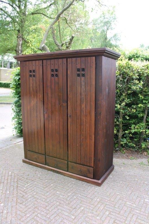 Large Country (Cloister) Wooden Wardrobe With 2/3 Hang And 1/3 Lay Section