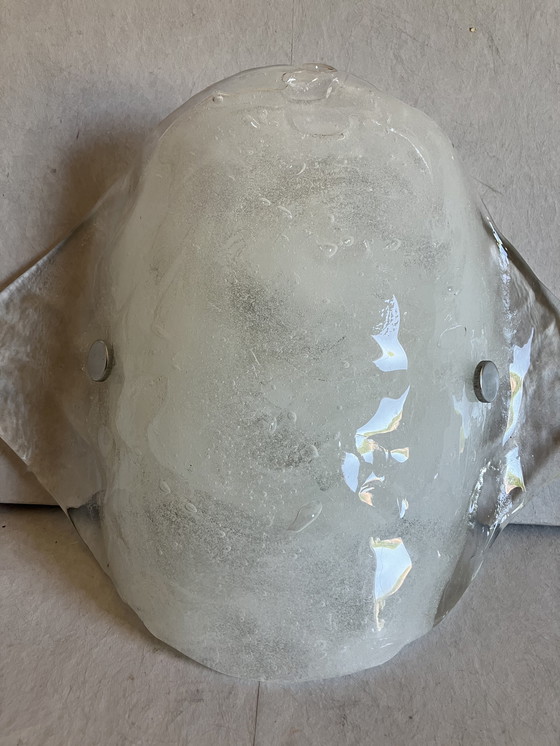 Image 1 of Carlo Nason per Kalmar Franken Lampada da parete vintage in vetro ghiacciato