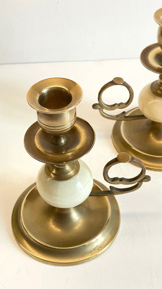 Image 1 of Candelieri vintage in onice, marmo e ottone