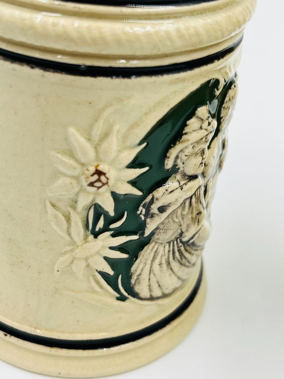 Lot 2 Deutsche Steingut-Bierkrüge Edelweiss – Gläser & Karaffe, Keramik (photo 5 of 8)