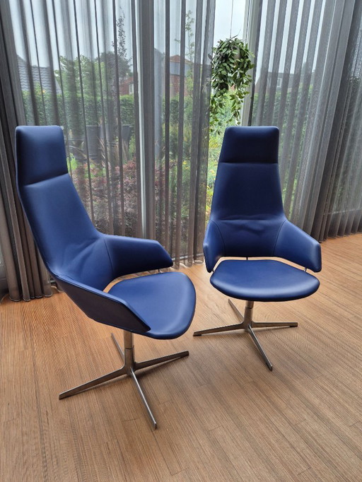 2 Chaise de bureau Luxe Design van Arper - Modèle Aston 1923 - Blue Lether