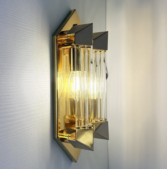 Image 1 of Lampada da parete Honsel, oro con cilindri di cristallo