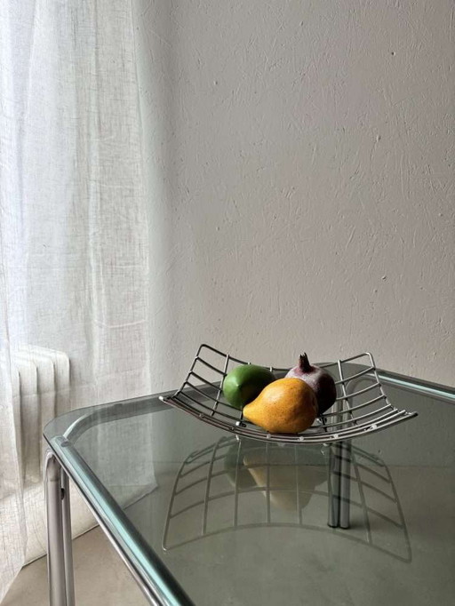Memphis Fruit bowl chromed wire steel 1980s