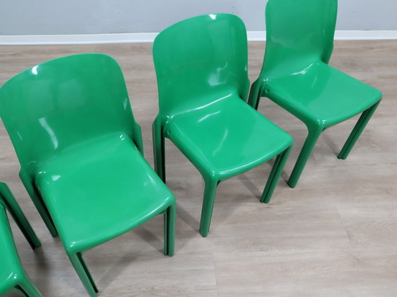 Image 1 of Set di 4 sedie Selene vintage verdi di Vico Magistretti, ARTEMIDE anni '70
