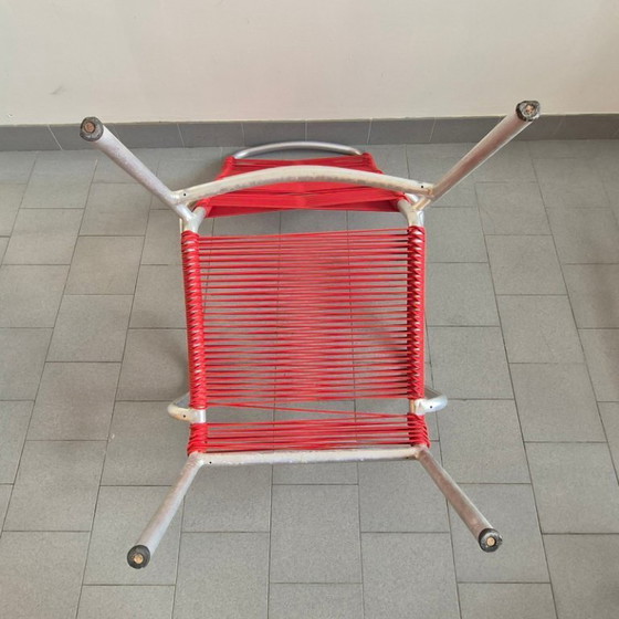 Image 1 of SET VAN 5 VINTAGE SCOUBIDOU FAUTEUILS UIT 1950, GEMAAKT VAN ALUMINIUM EN PLASTIC DRAAD.