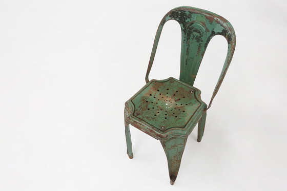 Image 1 of Set of 4 Vintage Green Model A Chairs from Tolix, France, 1950s