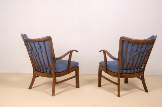 Image 1 of Loungestoelen uit de jaren 40 van Tyge Hvass, model 1628 voor Fritz Hansen, Denemarken