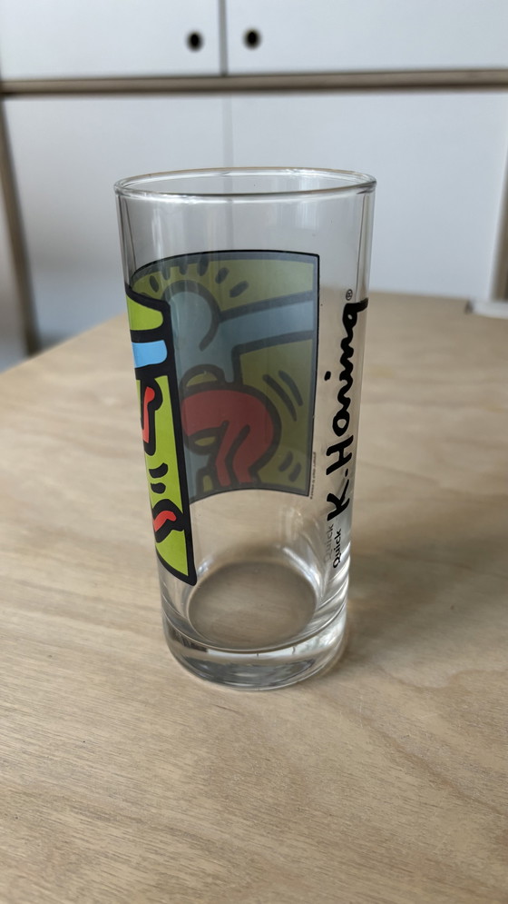 Image 1 of Keith Haring waterglas, glas, jaren ‘90