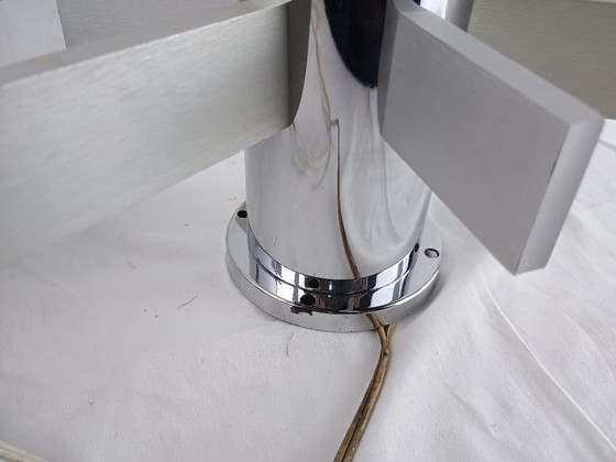 Image 1 of Pair Mid Century Italian Chrome & Glass Wall Sconces 1960s Space Age Sciolari