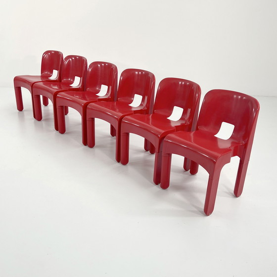 Image 1 of Red Model 4867 Universale Chair By Joe Colombo For Kartell, 1970S