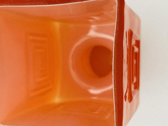 Image 1 of Retro Fans - Vaas - Jaren 60 - Fel Oranje -Fåglavik Glasbruk -Zweden