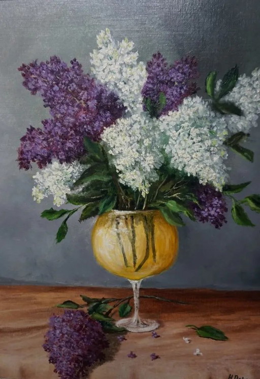 Table H. Delven "Still Life with Licas in a Vase". – schilderijen tekeningen, Canvas (photo 2 of 2)