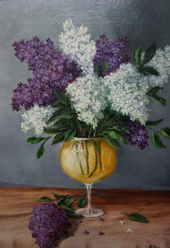 Table H. Delven "Still Life with Licas in a Vase". – Paintings & Drawings, Canvas (photo 2 of 2)