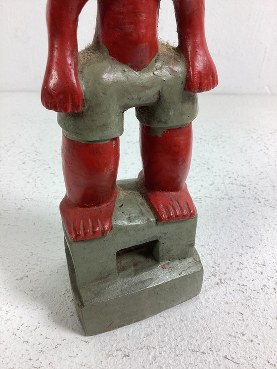 Image 1 of Statua africana in legno colorato arte naif Baule Costa d'Avorio