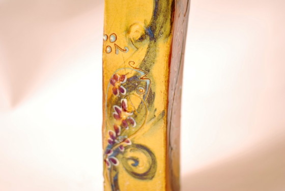 Image 1 of Terrakottavase, im Atelier glasiert, handbemalt, 1970