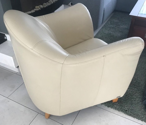 Image 1 of Creme kleurige lederen fauteuil van Enzo Luca