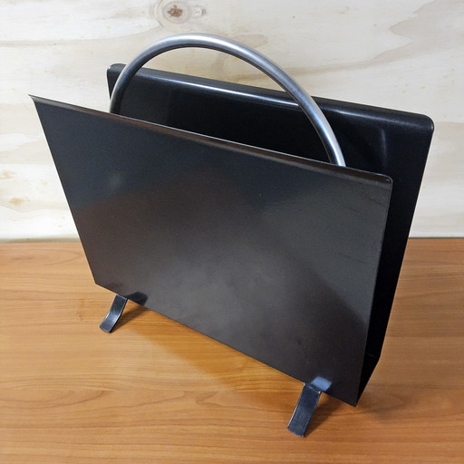 Vintage W.H. Gispen 1022 Magazine Rack / Reading Rack Gebroeders Van Der Stroom (black (Dutch design)