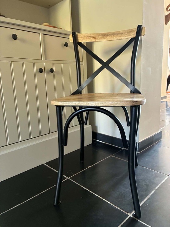 6 Cross Chairs Black Metal / Solid Mango Wood – VidaXL, Dining chairs (photo 3 of 10)