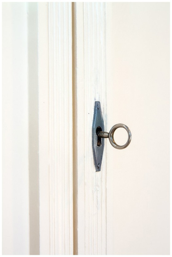 Image 1 of Parisian buffet in white wood and linen, 1950