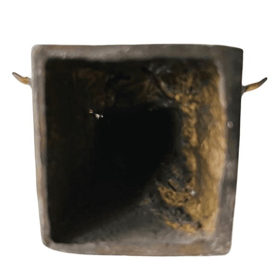 Image 1 of Vintage Jesus Statue, Messing Emaille, rot, 15 cm, 1950er Jahre