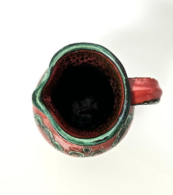 Image 1 of Pichet en céramique peint à la main vintage GMUNDNER Keramik Autriche du milieu du siècle