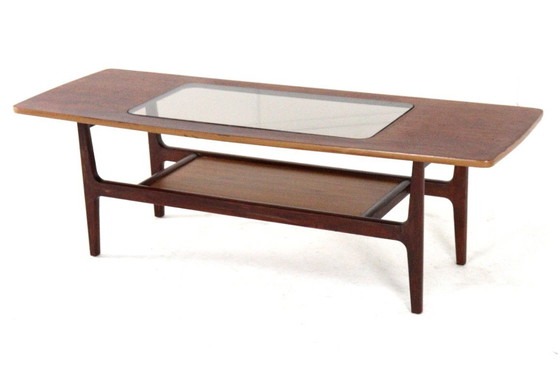 Image 1 of Vintage coffee table with glass and magazine rack 'Bristol'