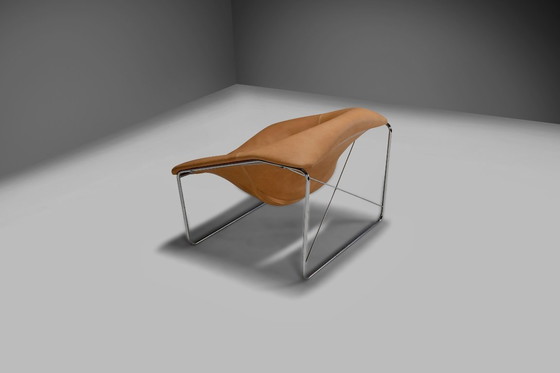 Image 1 of Sedia Olivier Mourgue Cubique in pelle e cromo di Airborne, Francia 1968v