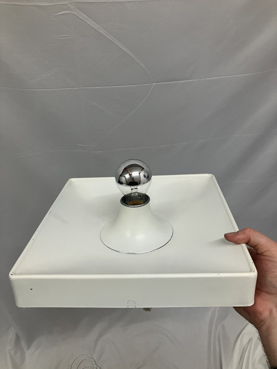 Image 1 of Vintage witte ijzeren vierkante wandlamp van Solken Leuchten