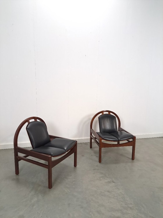 Image 1 of Ensemble de fauteuils en cuir noir Argos, Baumann France