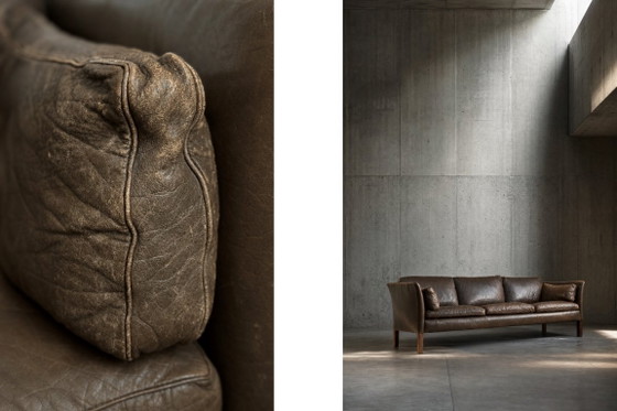 Image 1 of Divano Cromwell in pelle stile Mid-Century Modern, disegnato da Arne Norell negli anni '60.