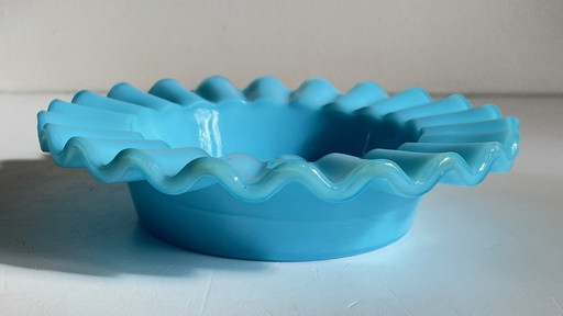 Vintage Blue Opaline Glass Ashtray