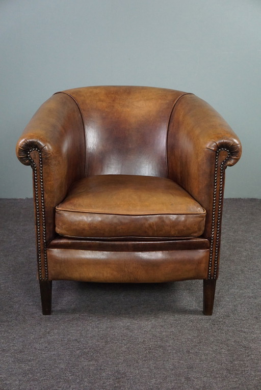 Beautiful comfortable sheep leather club chair