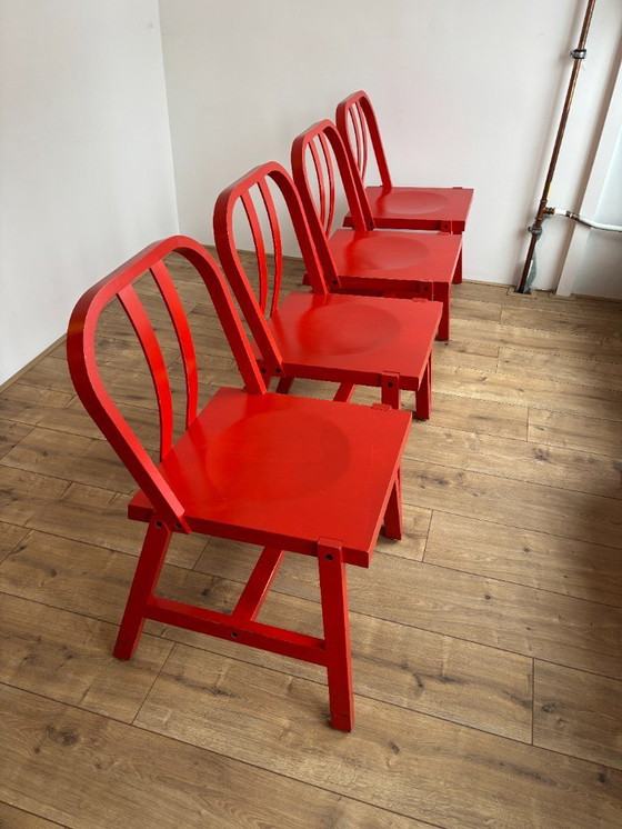 Image 1 of Ikea PS 1999 Sedie Rosse Set di 4